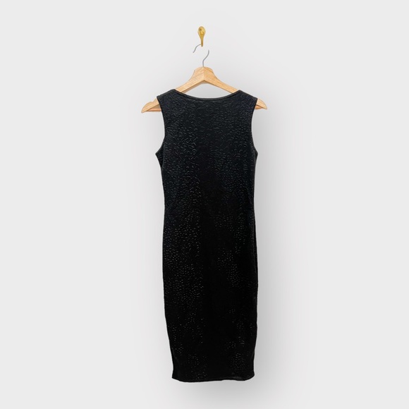 Nwt BOOHOO Black Textured Midi Dress (Sz 8) - Picture 6 of 6